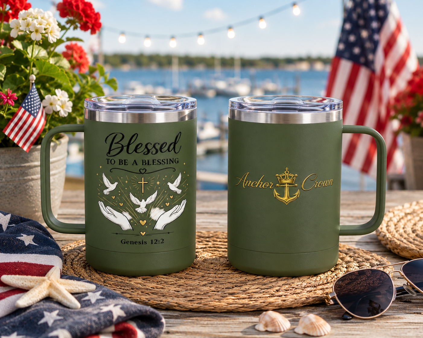 Blessed to Be a Blessing™ 15 oz Insulated Coffee Mug with Handle & Lid | Stainless Steel Travel Mug
