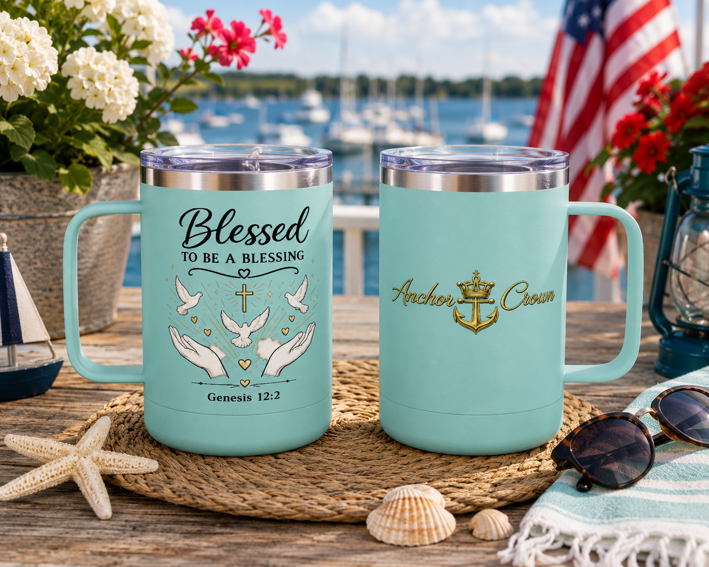 Blessed to Be a Blessing™ 15 oz Insulated Coffee Mug with Handle & Lid | Stainless Steel Travel Mug