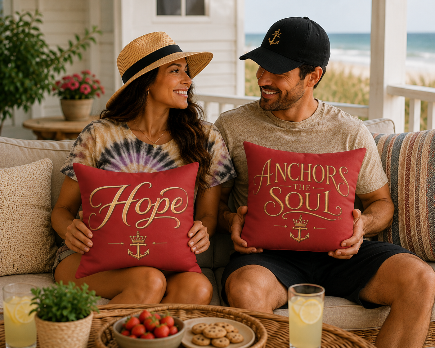 Hope Anchors the Soul™ Faux Suede Pillow | Hebrews 6:19 Christian Throw Pillow | Faith Home Decor