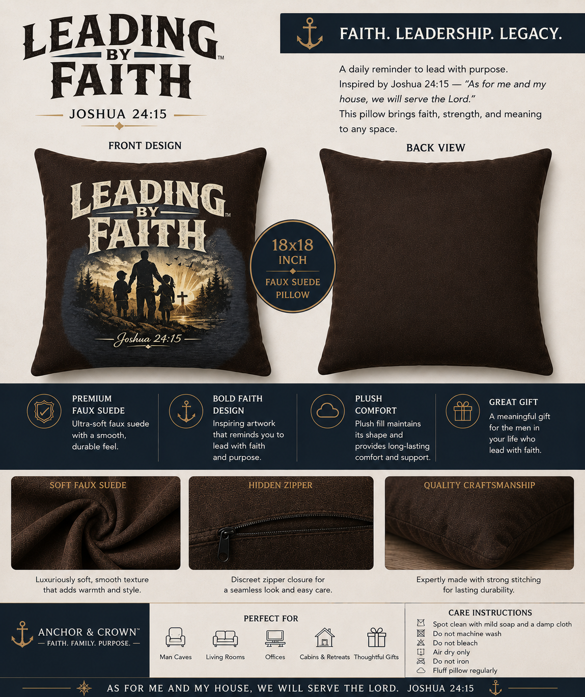 Leading by Faith™ Faux Suede Pillow
