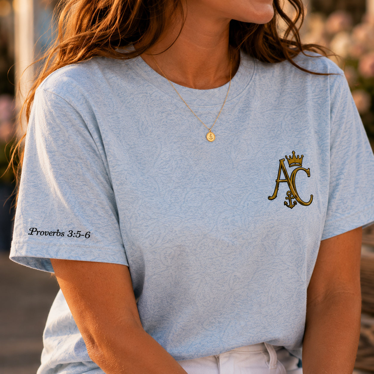A&C Signature Monogram T-Shirt | Vintage Floral Initial Tee | Christian Women's Bella+Canvas 3001 Shirt | Faith Boutique Apparel