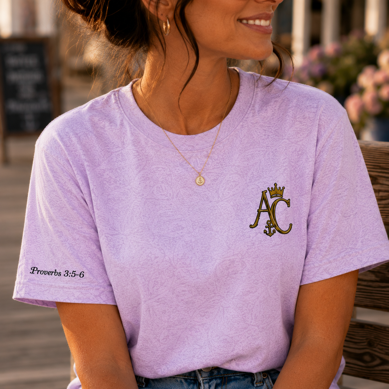 A&C Signature Monogram T-Shirt | Vintage Floral Initial Tee | Christian Women's Bella+Canvas 3001 Shirt | Faith Boutique Apparel