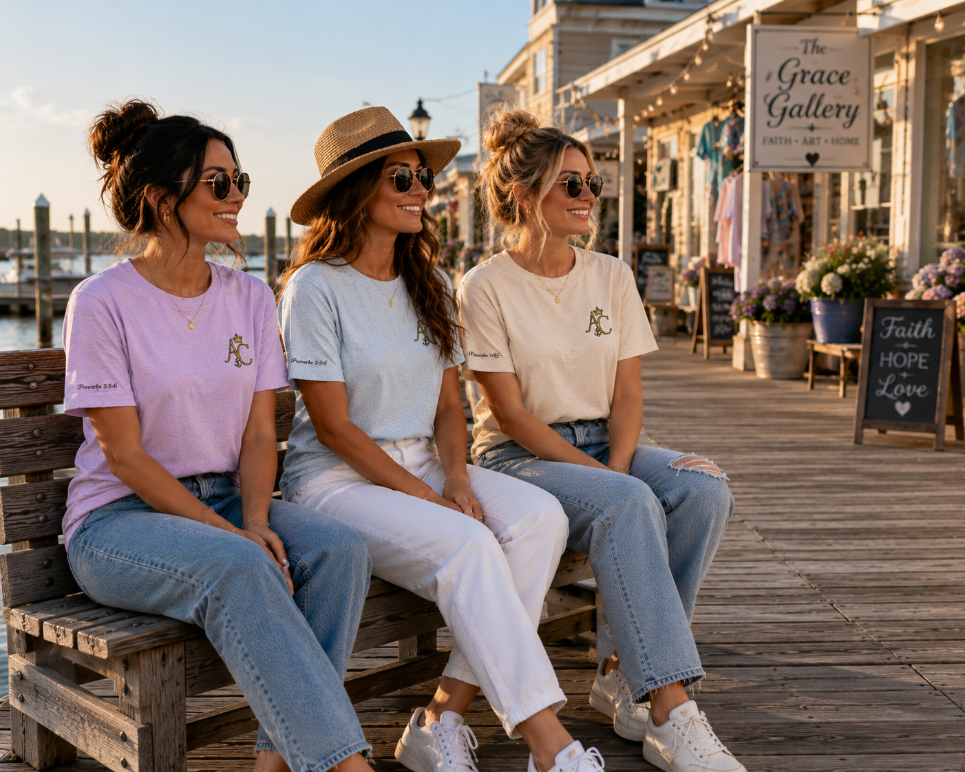 A&C Signature Monogram T-Shirt | Vintage Floral Initial Tee | Christian Women's Bella+Canvas 3001 Shirt | Faith Boutique Apparel