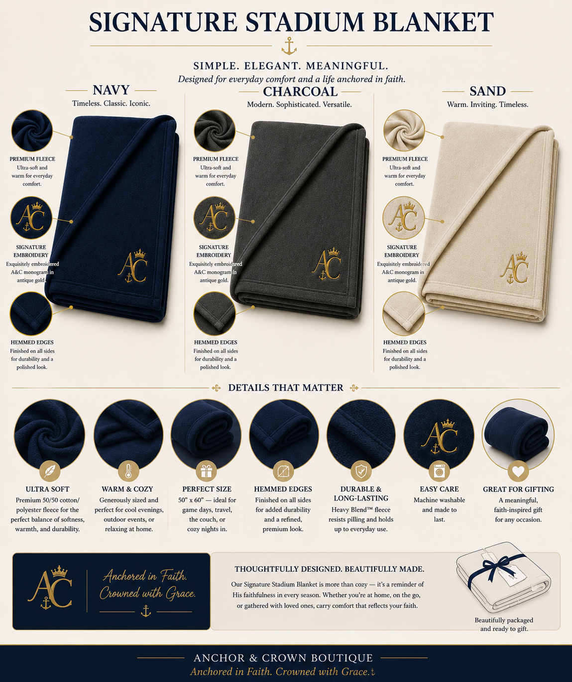 Anchor & Crown™ Signature Embroidered Stadium Blanket