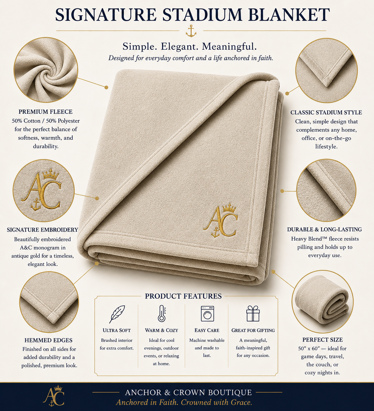 Anchor & Crown™ Signature Embroidered Stadium Blanket