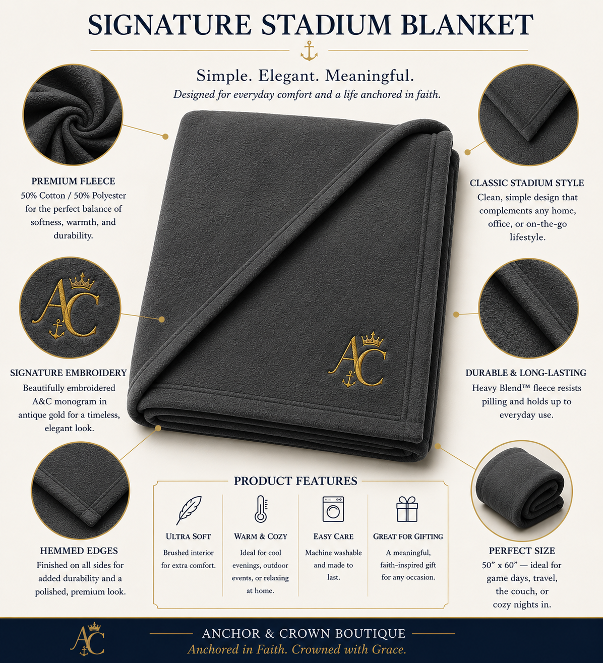 Anchor & Crown™ Signature Embroidered Stadium Blanket