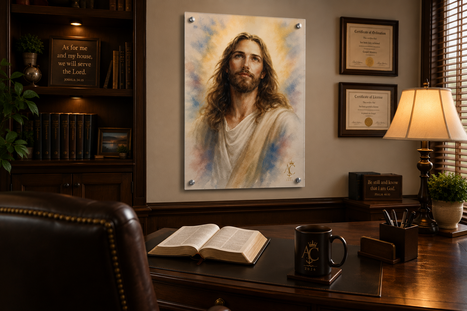 Anchor & Crown™ Watercolor Jesus Portrait Acrylic Wall Art | Christian Wall Decor | Faith-Inspired Home & Prayer Room Art