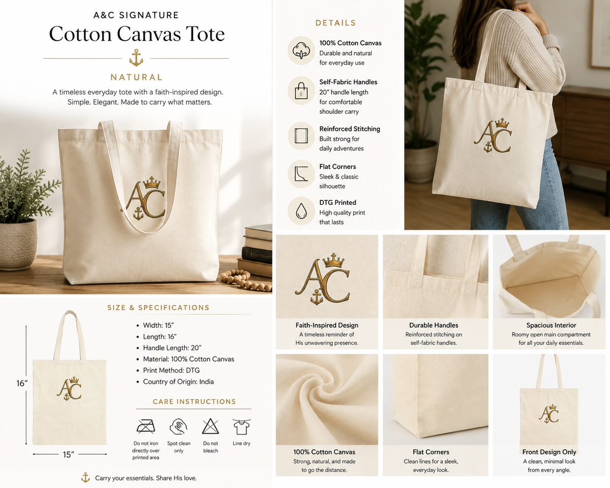 A&C Signature Monogram Cotton Canvas Tote — Natural & Black