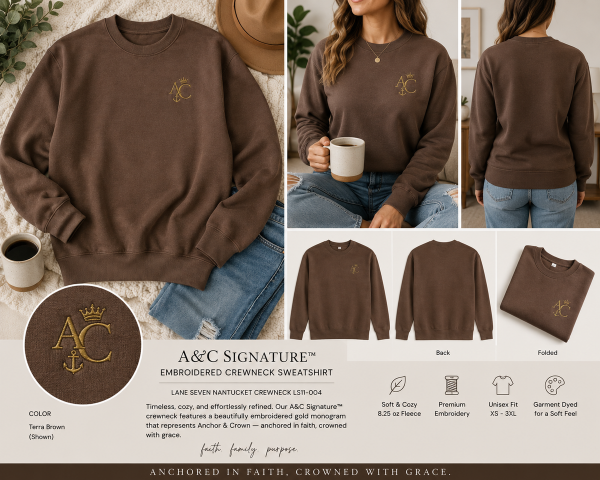 A&C Signature™ Embroidered Crewneck Sweatshirt — Premium Unisex Faith-Inspired Pullover