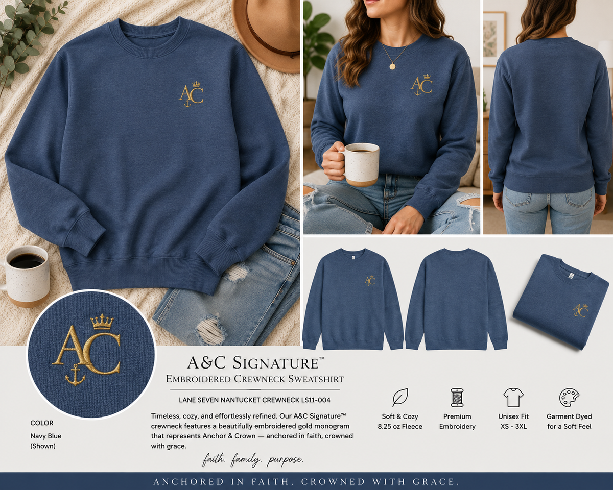 A&C Signature™ Embroidered Crewneck Sweatshirt — Premium Unisex Faith-Inspired Pullover