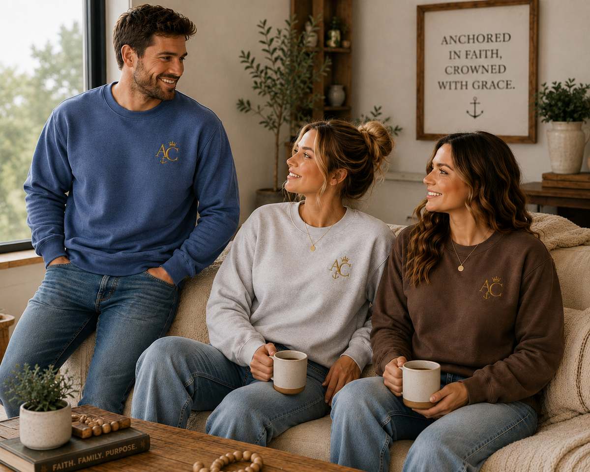 A&C Signature™ Embroidered Crewneck Sweatshirt — Premium Unisex Faith-Inspired Pullover