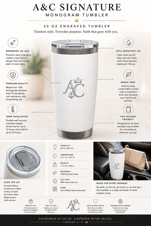 A&C Signature Monogram Engraved Tumbler | 20 oz