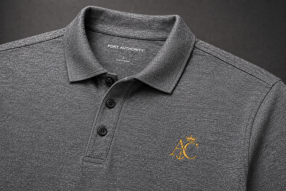 A&C Signature Gold-Embroidered Fine Pique Polo | Port Authority® K830