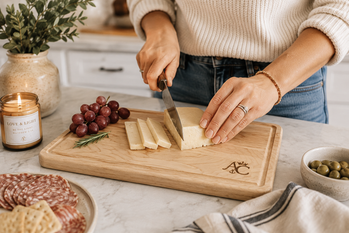 A&C Signature Engraved Cutting Board | Walnut & Maple Wood