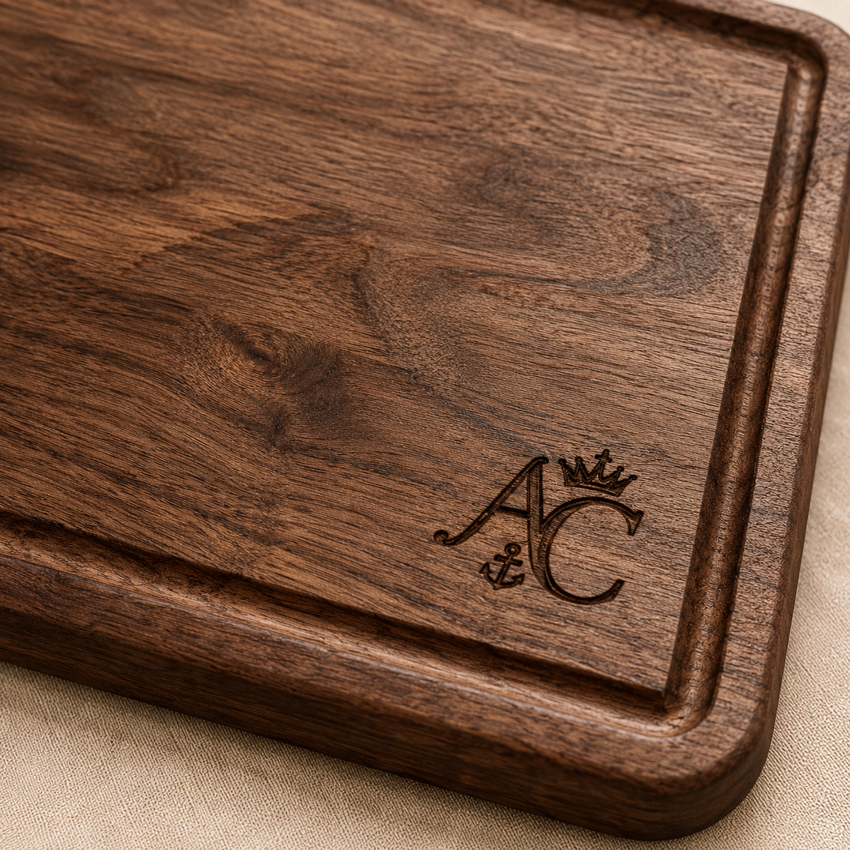 A&C Signature Engraved Cutting Board | Walnut & Maple Wood