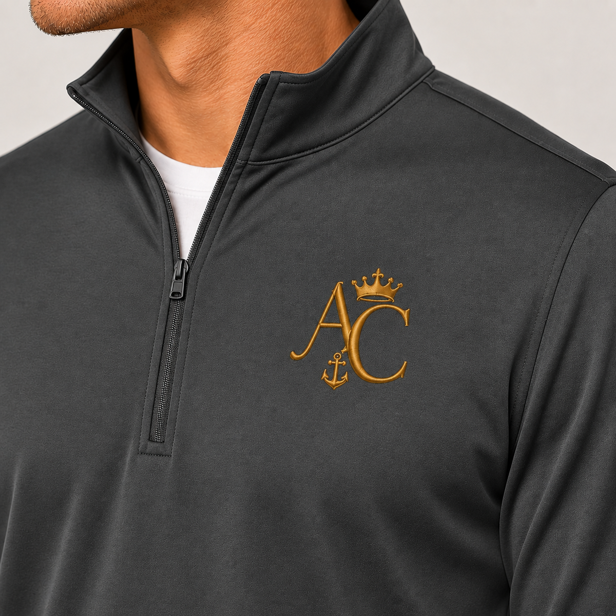 A&C Signature Men’s Gold Monogram Performance Quarter-Zip Pullover