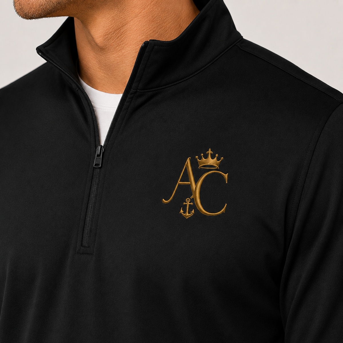 A&C Signature Men’s Gold Monogram Performance Quarter-Zip Pullover