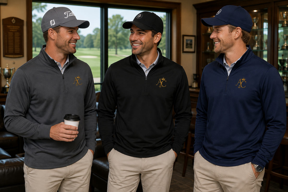 A&C Signature Men’s Gold Monogram Performance Quarter-Zip Pullover