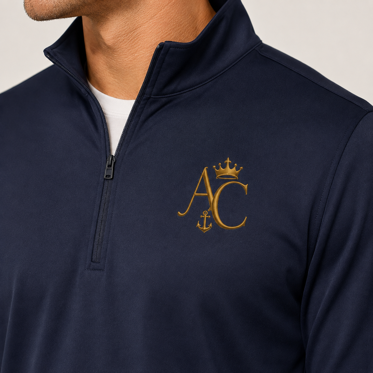 A&C Signature Men’s Gold Monogram Performance Quarter-Zip Pullover