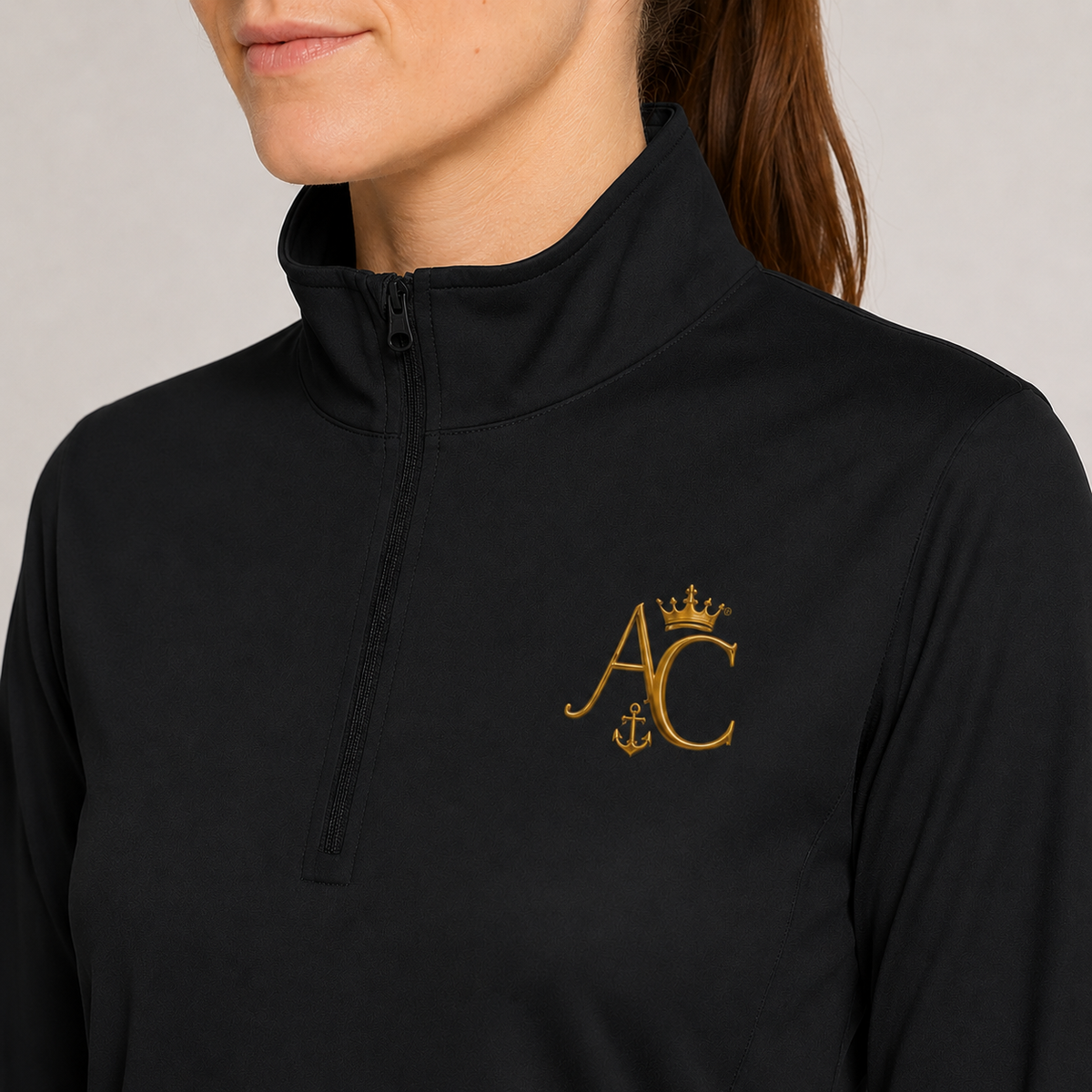 A&C Signature Women’s Gold Monogram Performance Quarter-Zip Pullover
