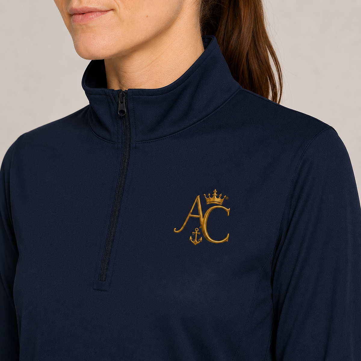 A&C Signature Women’s Gold Monogram Performance Quarter-Zip Pullover