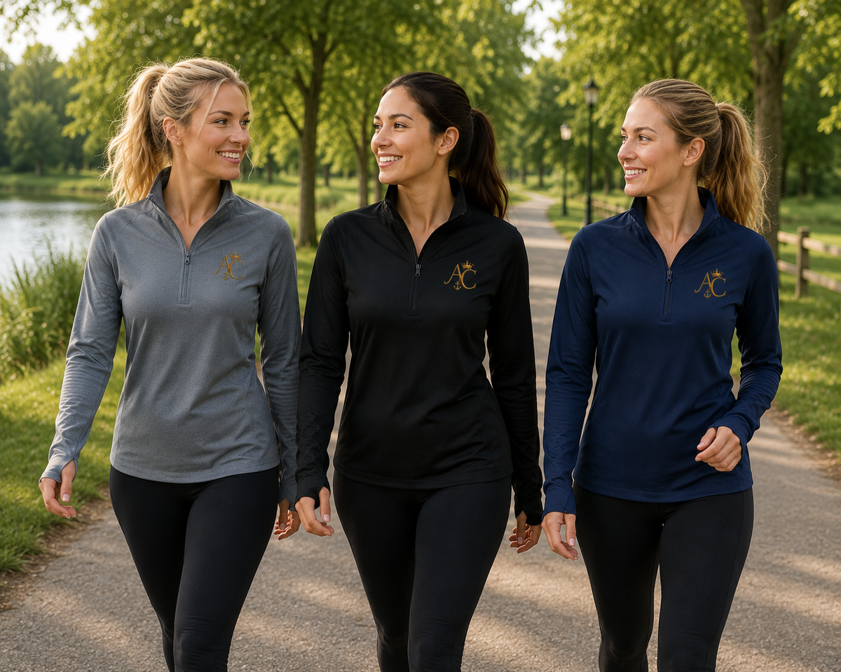 A&C Signature Women’s Gold Monogram Performance Quarter-Zip Pullover