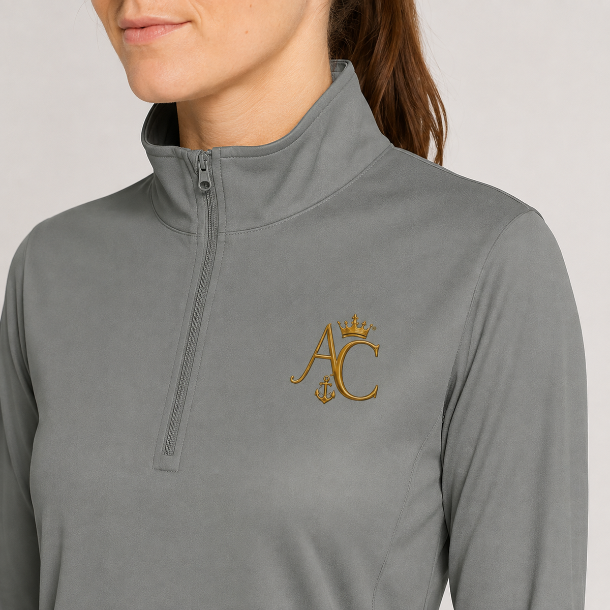 A&C Signature Women’s Gold Monogram Performance Quarter-Zip Pullover