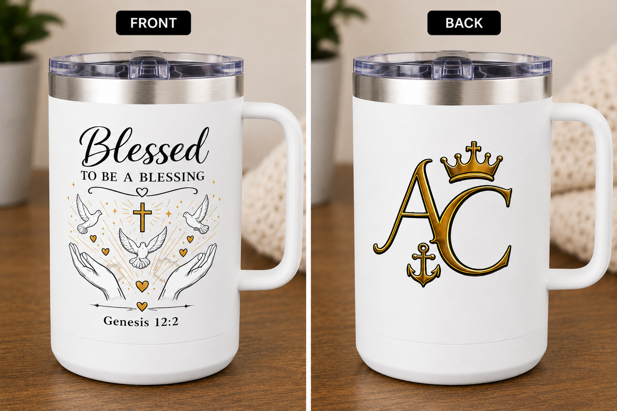 Anchor & Crown™ Blessed to Be a Blessing™ 15 oz Insulated Stainless Steel Coffee Mug