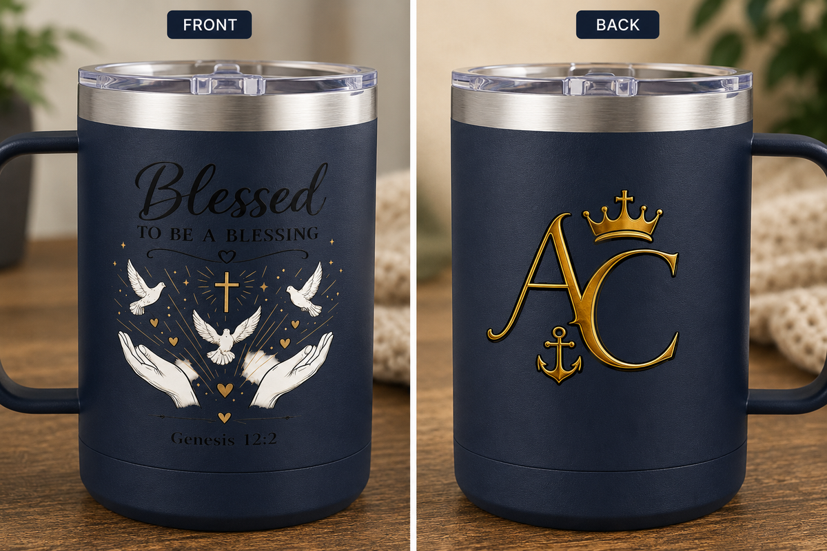 Anchor & Crown™ Blessed to Be a Blessing™ 15 oz Insulated Stainless Steel Coffee Mug