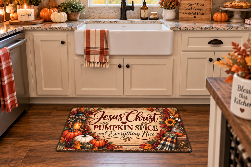 Jesus Christ, Pumpkin Spice & Everything Nice Fall Doormat