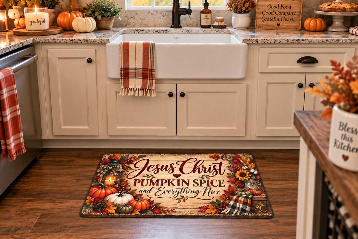 Jesus Christ, Pumpkin Spice & Everything Nice Fall Doormat