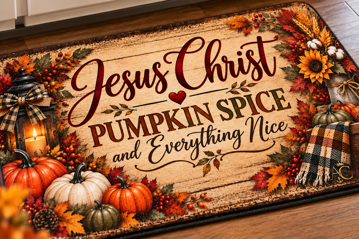 Jesus Christ, Pumpkin Spice & Everything Nice Fall Doormat