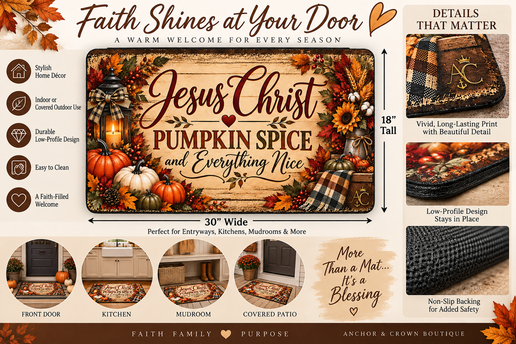 Jesus Christ, Pumpkin Spice & Everything Nice Fall Doormat