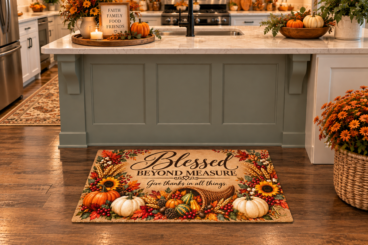 Blessed Beyond Measure Thanksgiving Doormat