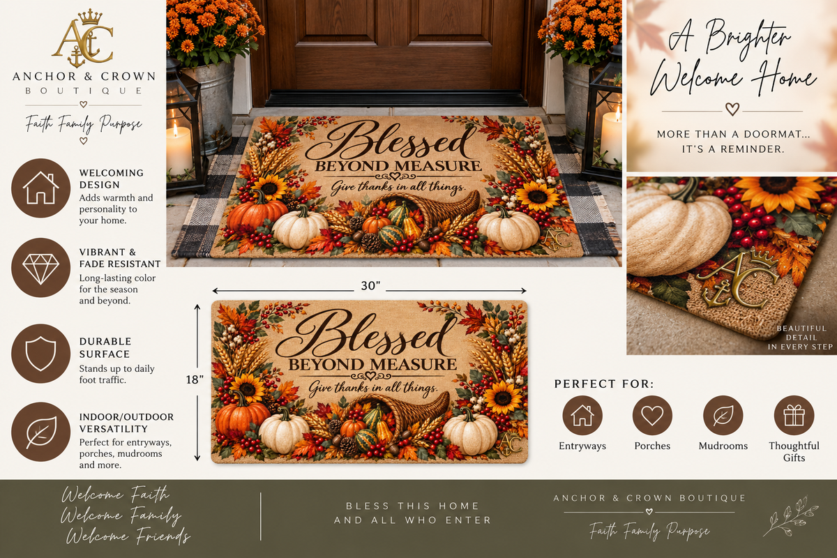 Blessed Beyond Measure Thanksgiving Doormat