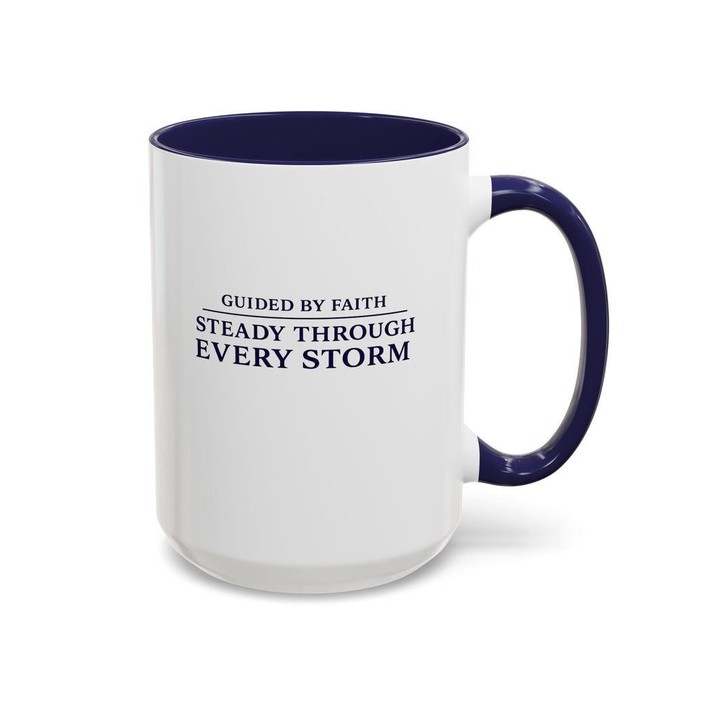Quiet Strength™ Accent Coffee Mug | Guided by Faith, Steady Through Every Storm | 15oz Ceramic Mug