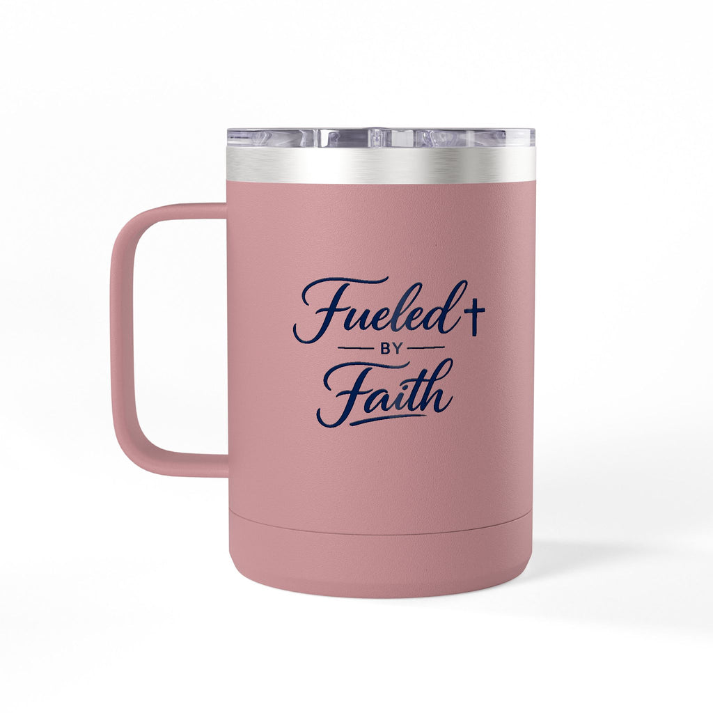 Fueled by Faith™ 15oz Insulated Coffee Tumbler with Handle & Lid | Stainless Steel Travel Mug
