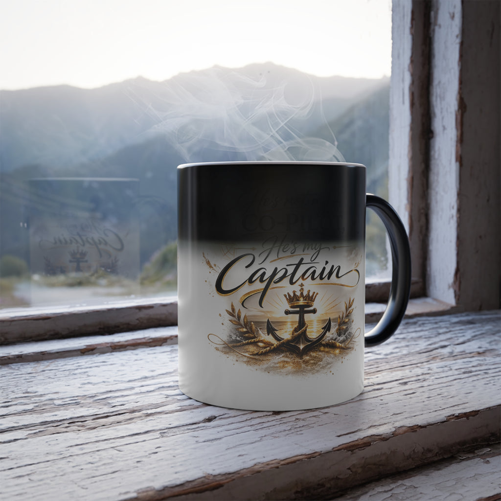 He’s Not My Co-Pilot, He’s My Captain™ Heat Reveal Coffee Mug | 11 oz Color-Changing Mug