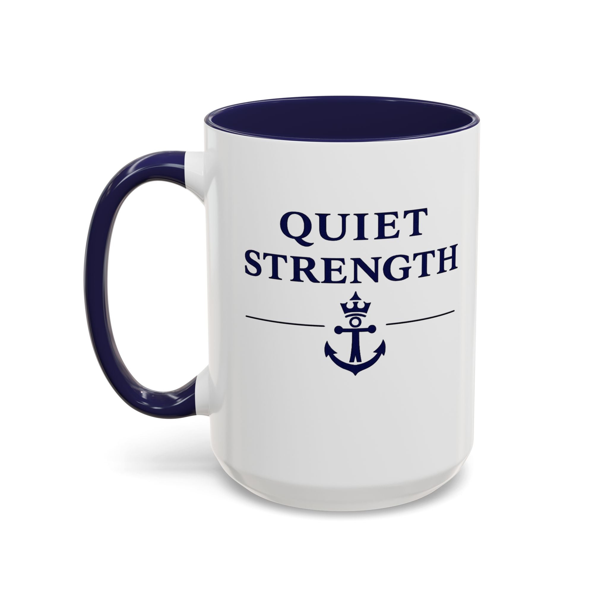 Quiet Strength™ Accent Coffee Mug | Guided by Faith, Steady Through Every Storm | 15oz Ceramic Mug