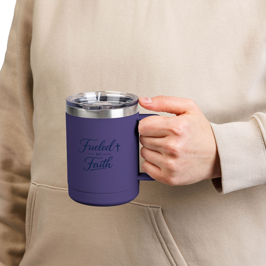 Fueled by Faith™ 15oz Insulated Coffee Tumbler with Handle & Lid | Stainless Steel Travel Mug