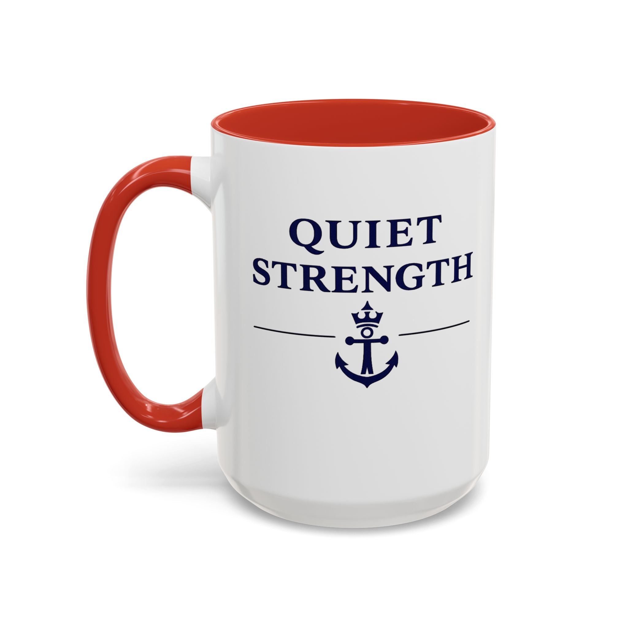 Quiet Strength™ Accent Coffee Mug | Guided by Faith, Steady Through Every Storm | 15oz Ceramic Mug