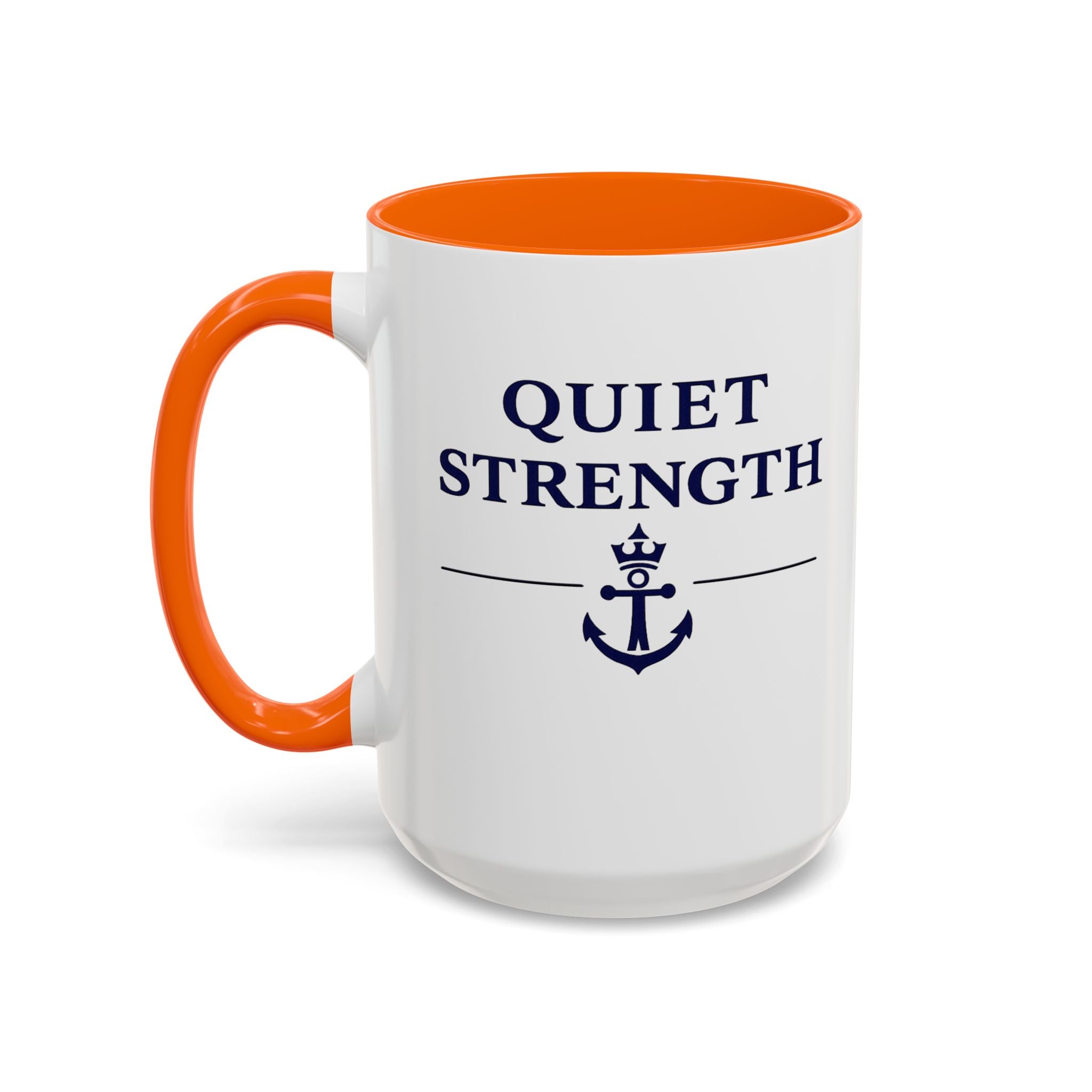Quiet Strength™ Accent Coffee Mug | Guided by Faith, Steady Through Every Storm | 15oz Ceramic Mug