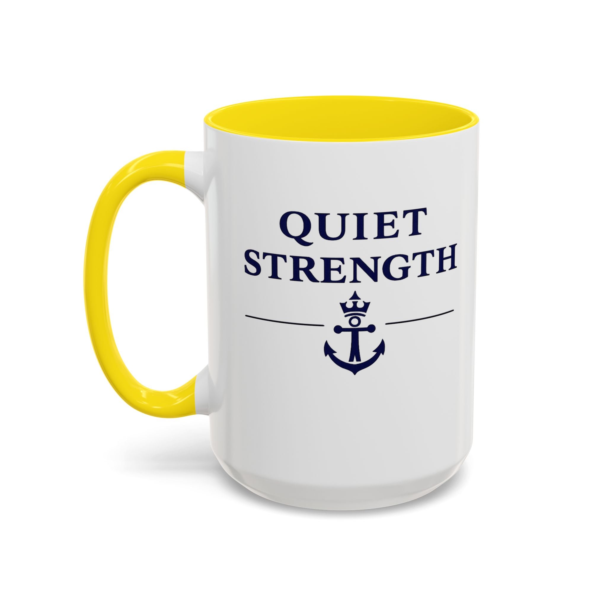 Quiet Strength™ Accent Coffee Mug | Guided by Faith, Steady Through Every Storm | 15oz Ceramic Mug