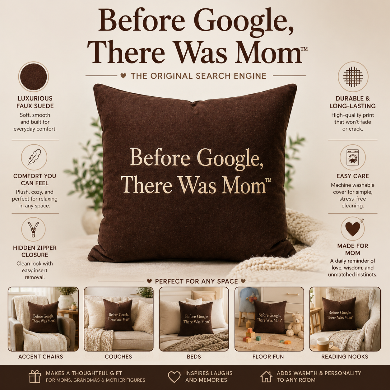 Momlytics™ Pillow Trio | Cozy Faith & Mom Statement Throw Pillow Set