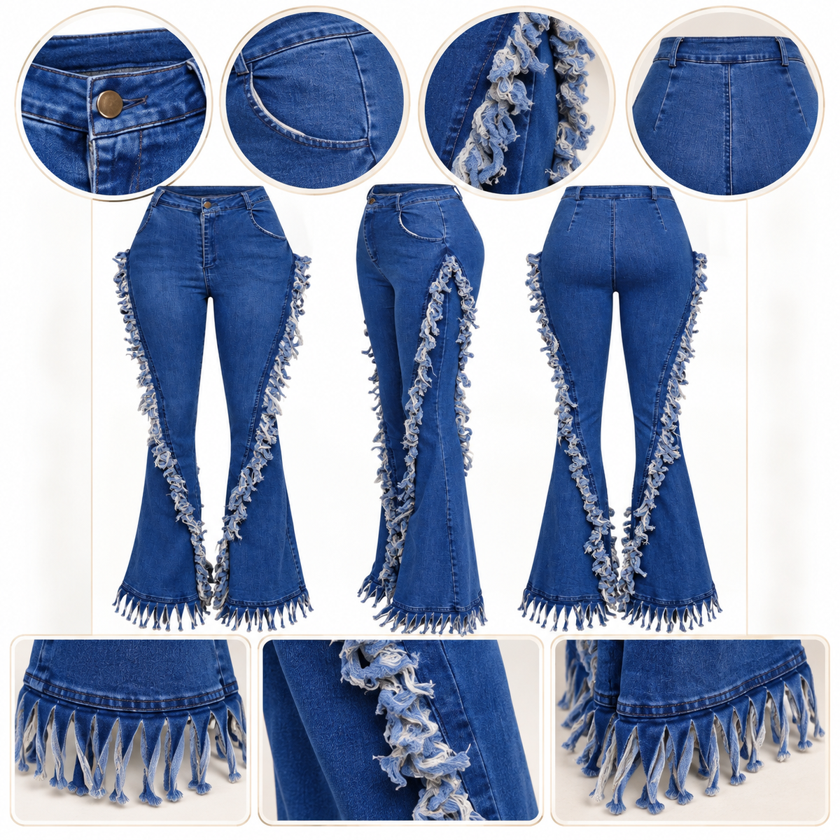 Blue Horizon Distressed Fringe Flare Jeans