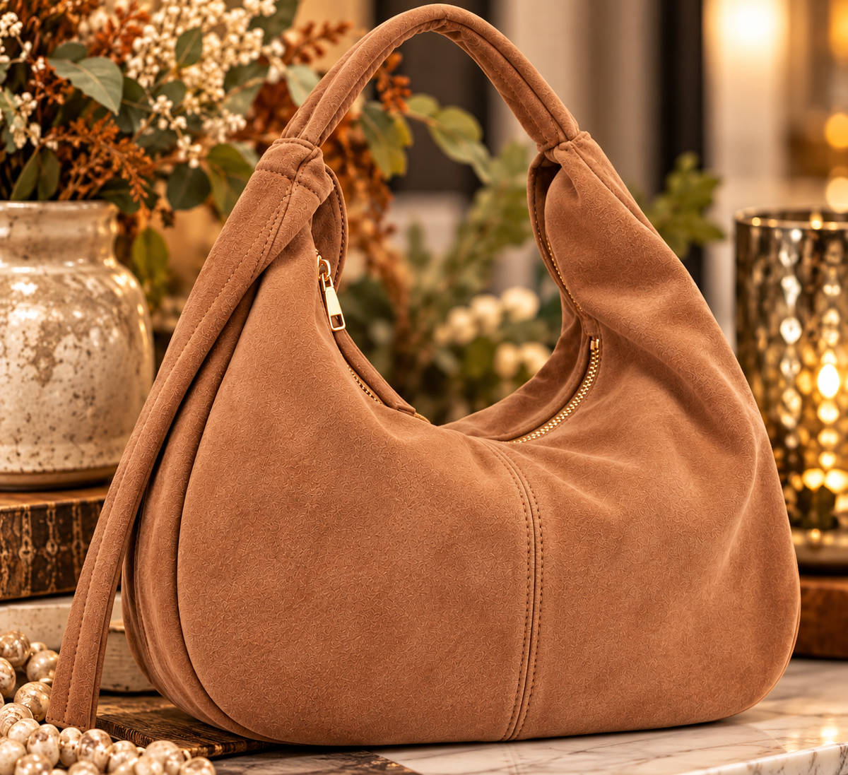 Canyon Luxe Faux Suede Bindle Bag
