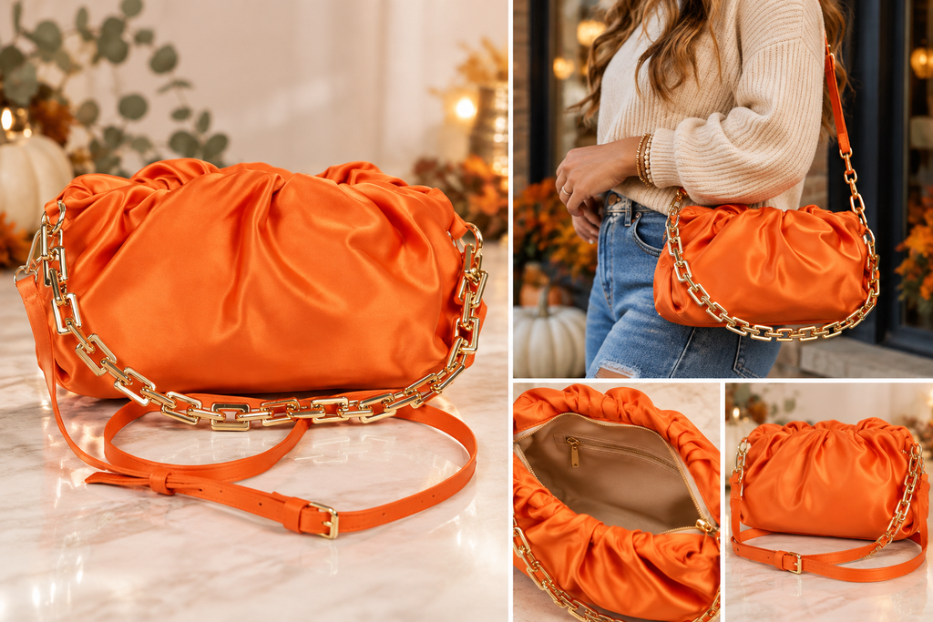 Cider Glow Satin Chain Pouch Bag