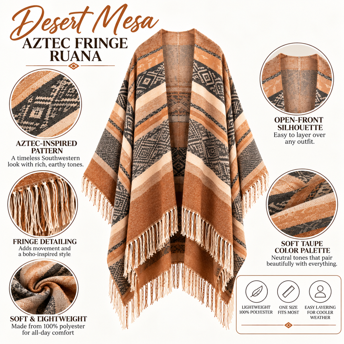 Desert Mesa Aztec Fringe Ruana
