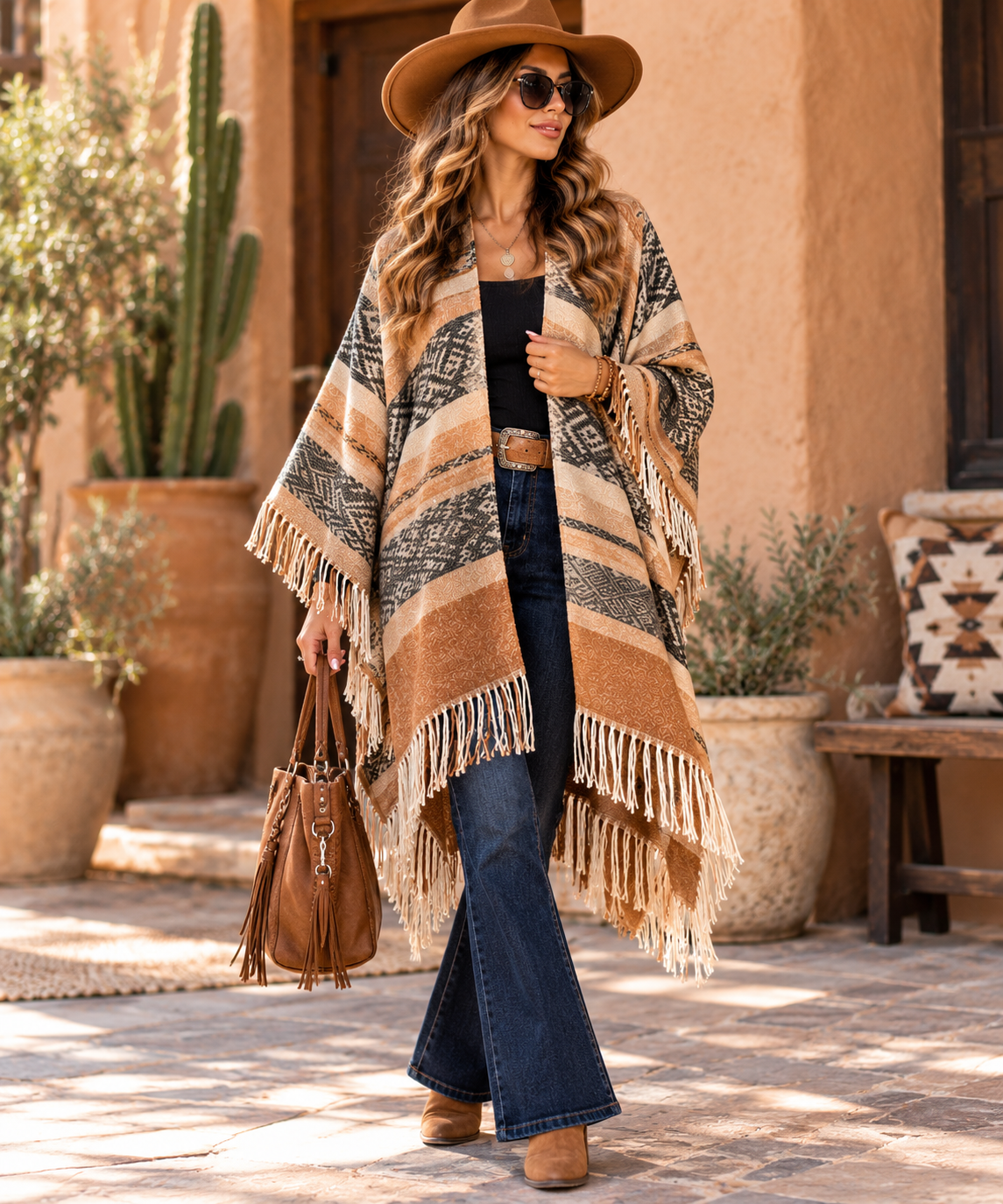 Desert Mesa Aztec Fringe Ruana