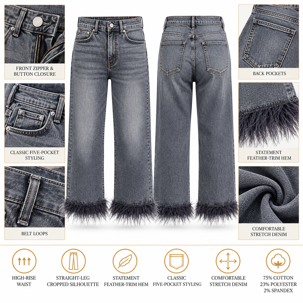 Feathered Edge High-Rise Cropped Jeans